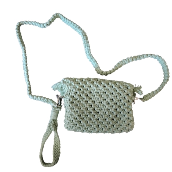 Hand-made macrame clutch & crossbody handbags color green - Picture 4 of 4